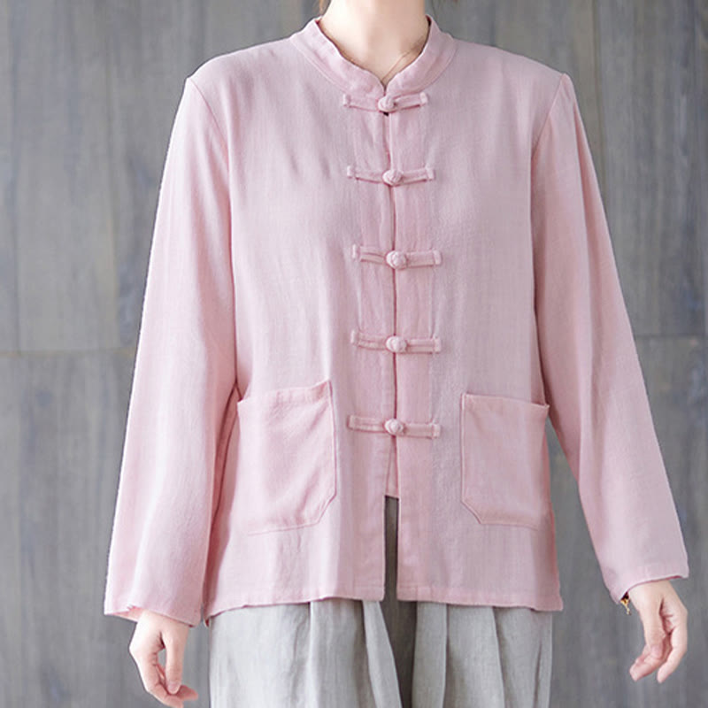 Chemise à manches longues et boutons grenouille pour femme Buddha Stones, pantalon large, vêtement de méditation en coton 