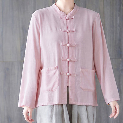 Chemise à manches longues et boutons grenouille pour femme Buddha Stones, pantalon large, vêtement de méditation en coton 