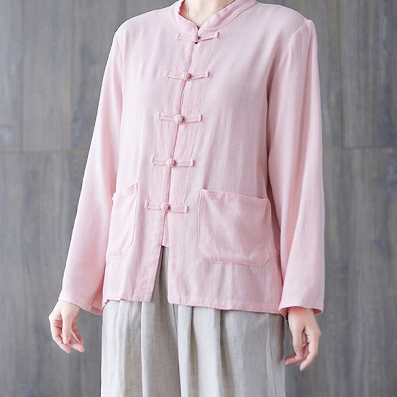 Chemise à manches longues et boutons grenouille pour femme Buddha Stones, pantalon large, vêtement de méditation en coton 