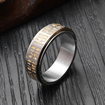 Bague rotative en acier titane Bagua Yin Yang Équilibre et Harmonie 