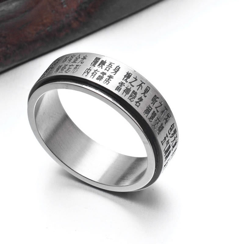 Bague rotative en acier titane Bagua Yin Yang Équilibre et Harmonie 