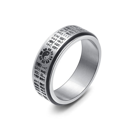 Bague rotative en acier titane Bagua Yin Yang Équilibre et Harmonie 