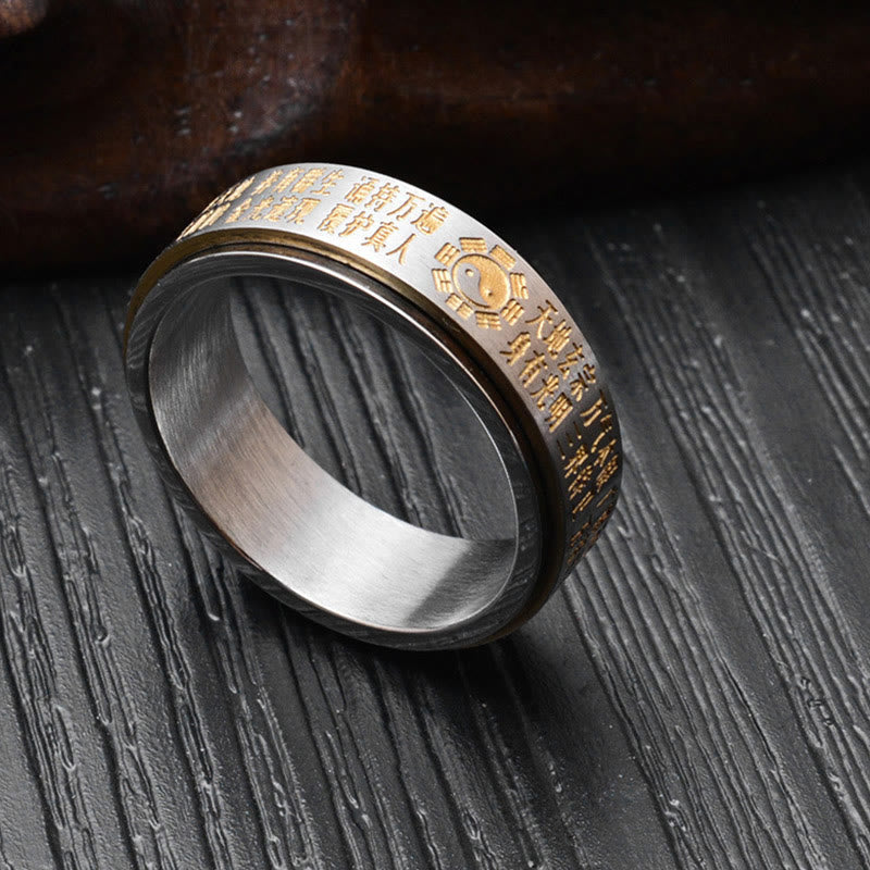 Balance and Harmony Bagua Yin Yang Titanium Steel Rotatable Ring