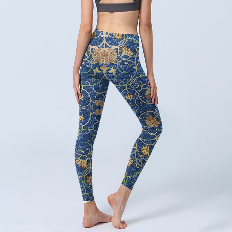 Buddha Stones Lotus Flowers Print Gym Leggings Women's Yoga Pants