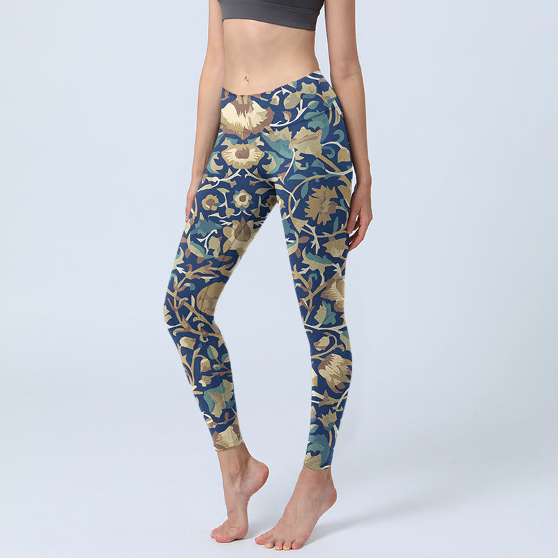 Buddha Stones Interconnected Lotus Flowers Pattern Gym Leggings Women's Yoga Pants