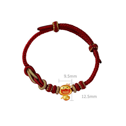 Bracelet en argent sterling 925 avec cordon rouge et pierres de Bouddha, année du serpent, couronne mignonne, force du serpent 