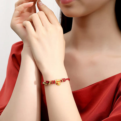 Bracelet en argent sterling 925 avec cordon rouge et pierres de Bouddha, année du serpent, couronne mignonne, force du serpent 