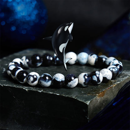 Bracelet de protection en agate orque et pierre de Bouddha