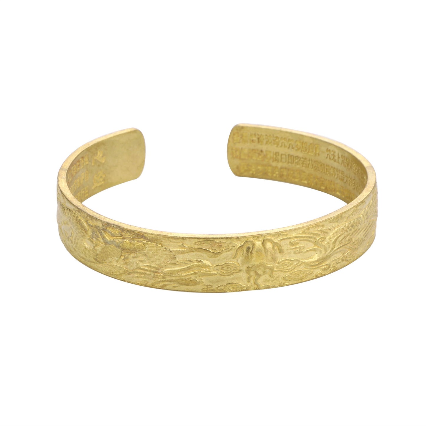 Bracelet porte-bonheur en cuivre sculpté avec pierres de Bouddha, dragon et phénix jouant avec une perle, Sutra du cœur
