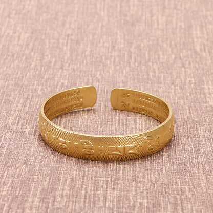 Bracelet porte-bonheur en cuivre avec les six mots véritables « Om Mani Padme Hum » et le Sutra du cœur