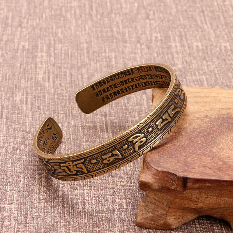 Buddha Stones Six True Words 'om Mani Padme Hum' Heart Sutra Copper Luck Wsidom Bracelet Bangle