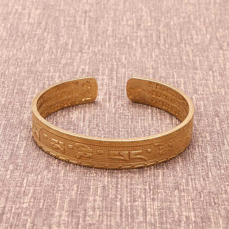 Buddha Stones Six True Words 'om Mani Padme Hum' Heart Sutra Copper Luck Wsidom Bracelet Bangle