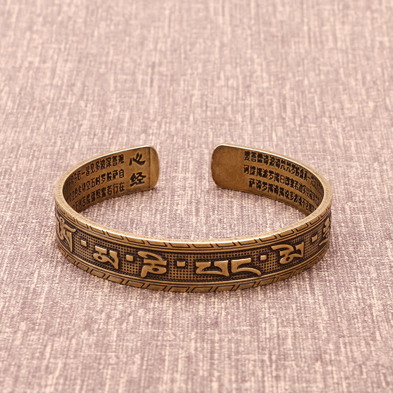 Buddha Stones Six True Words 'om Mani Padme Hum' Heart Sutra Copper Luck Wsidom Bracelet Bangle