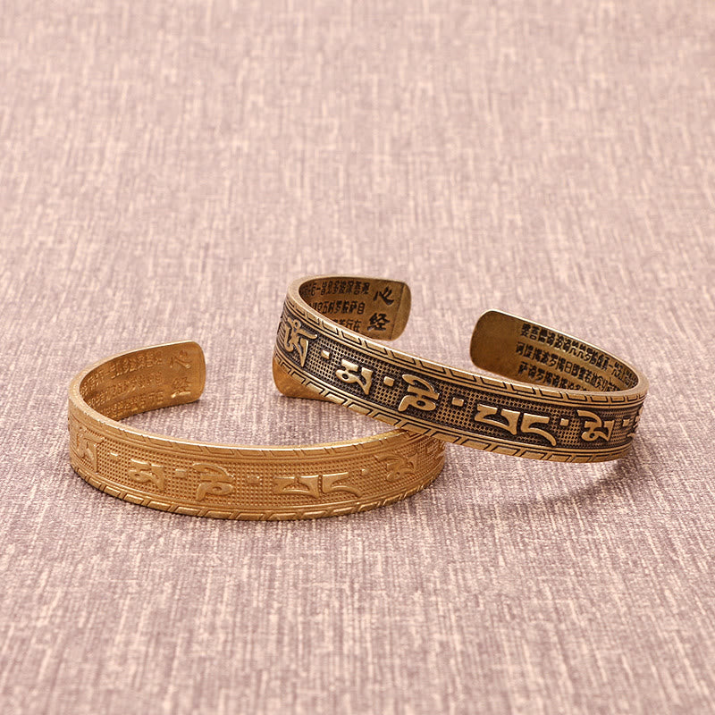 Buddha Stones Six True Words 'om Mani Padme Hum' Heart Sutra Copper Luck Wsidom Bracelet Bangle