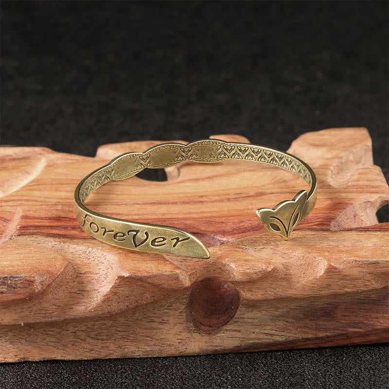 Bracelet porte-bonheur en cuivre avec tête de renard et pierres de Bouddha « Je t'aime pour toujours »