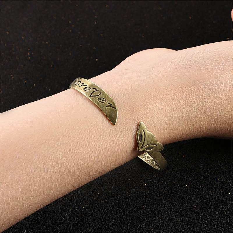 Bracelet porte-bonheur en cuivre avec tête de renard et pierres de Bouddha « Je t'aime pour toujours »