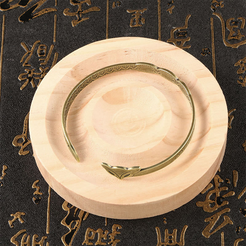 Bracelet porte-bonheur en cuivre avec tête de renard et pierres de Bouddha « Je t'aime pour toujours »