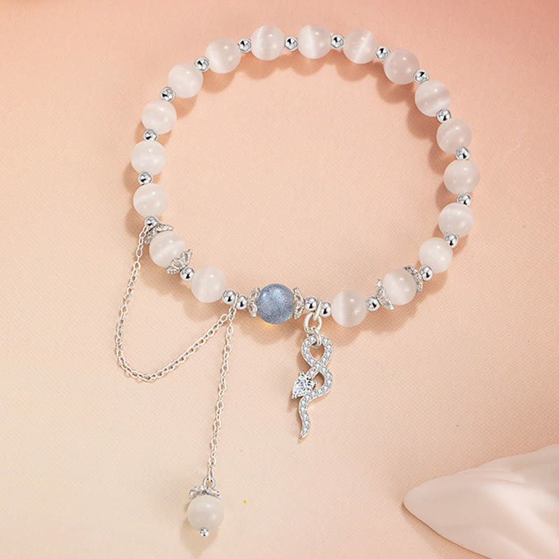 Bracelet Bouddha Stones en argent sterling 925, chrysobéryl, œil de chat, pierre de lune, année du serpent, paix 