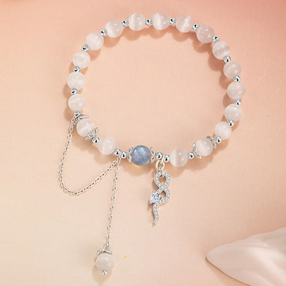 Bracelet Bouddha Stones en argent sterling 925, chrysobéryl, œil de chat, pierre de lune, année du serpent, paix 