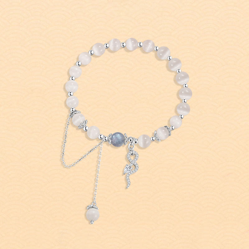 Bracelet Bouddha Stones en argent sterling 925, chrysobéryl, œil de chat, pierre de lune, année du serpent, paix 