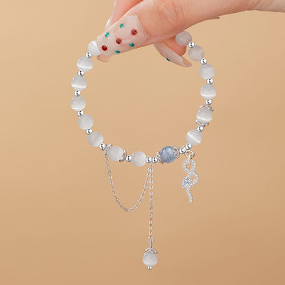 Bracelet Bouddha Stones en argent sterling 925, chrysobéryl, œil de chat, pierre de lune, année du serpent, paix 