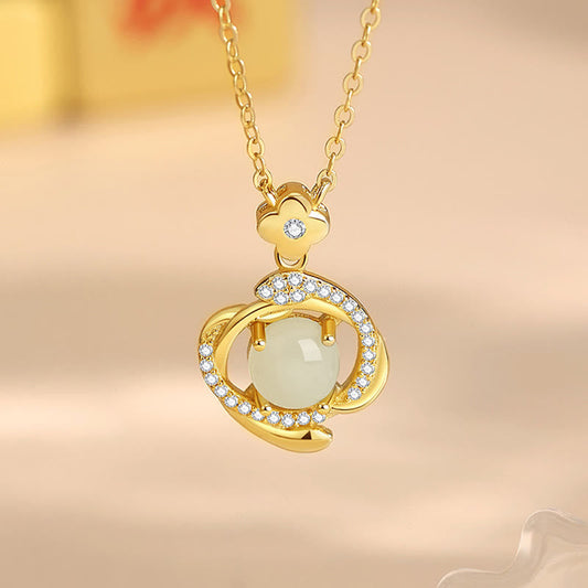 Collier pendentif en argent sterling 925 avec pierres de Bouddha et jade Hetian, année du serpent, abondance