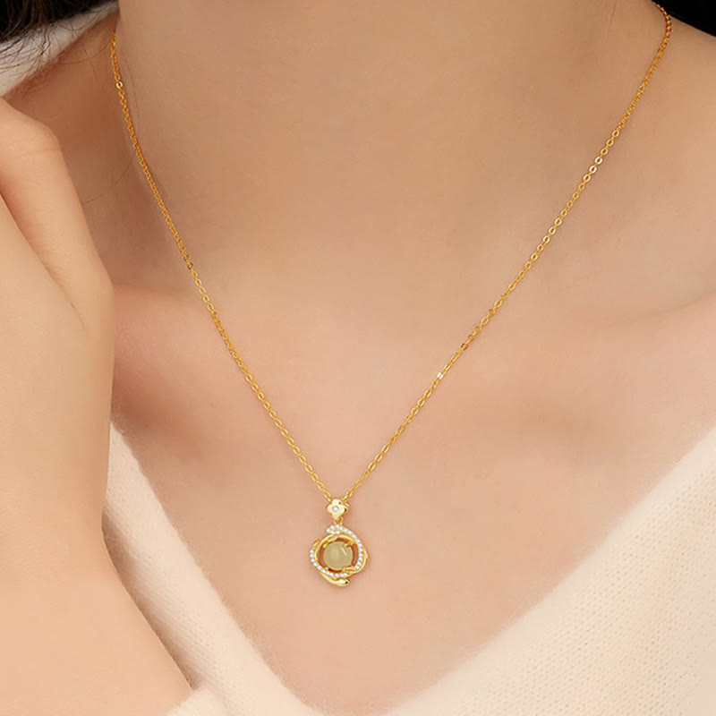 Collier pendentif en argent sterling 925 avec pierres de Bouddha et jade Hetian, année du serpent, abondance