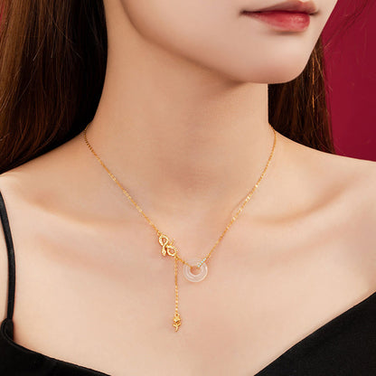 Collier pendentif en argent sterling 925 avec pierres de Bouddha et calcédoine, Année du Serpent, Harmonie Rose