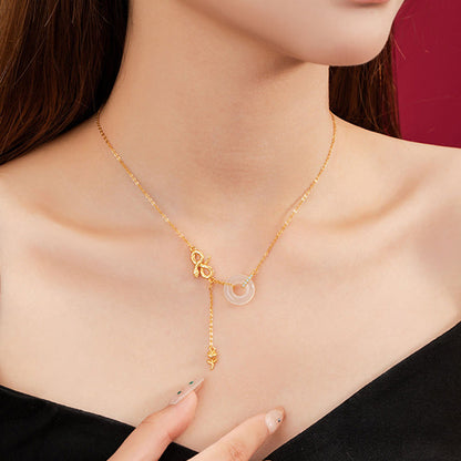 Collier pendentif en argent sterling 925 avec pierres de Bouddha et calcédoine, Année du Serpent, Harmonie Rose
