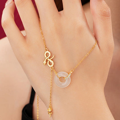 Collier pendentif en argent sterling 925 avec pierres de Bouddha et calcédoine, Année du Serpent, Harmonie Rose