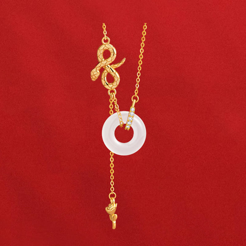 Collier pendentif en argent sterling 925 avec pierres de Bouddha et calcédoine, Année du Serpent, Harmonie Rose