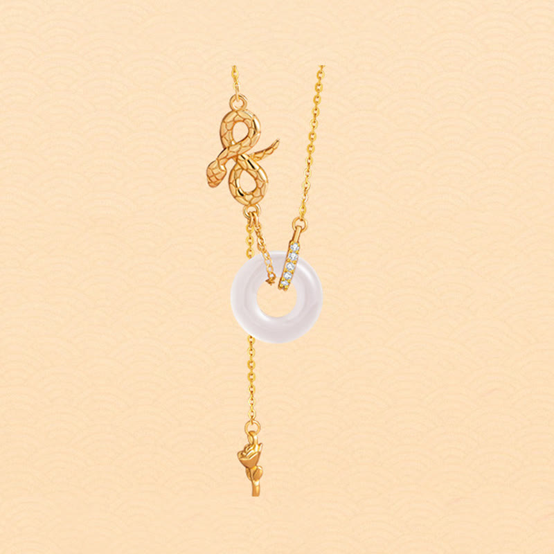 Collier pendentif en argent sterling 925 avec pierres de Bouddha et calcédoine, Année du Serpent, Harmonie Rose
