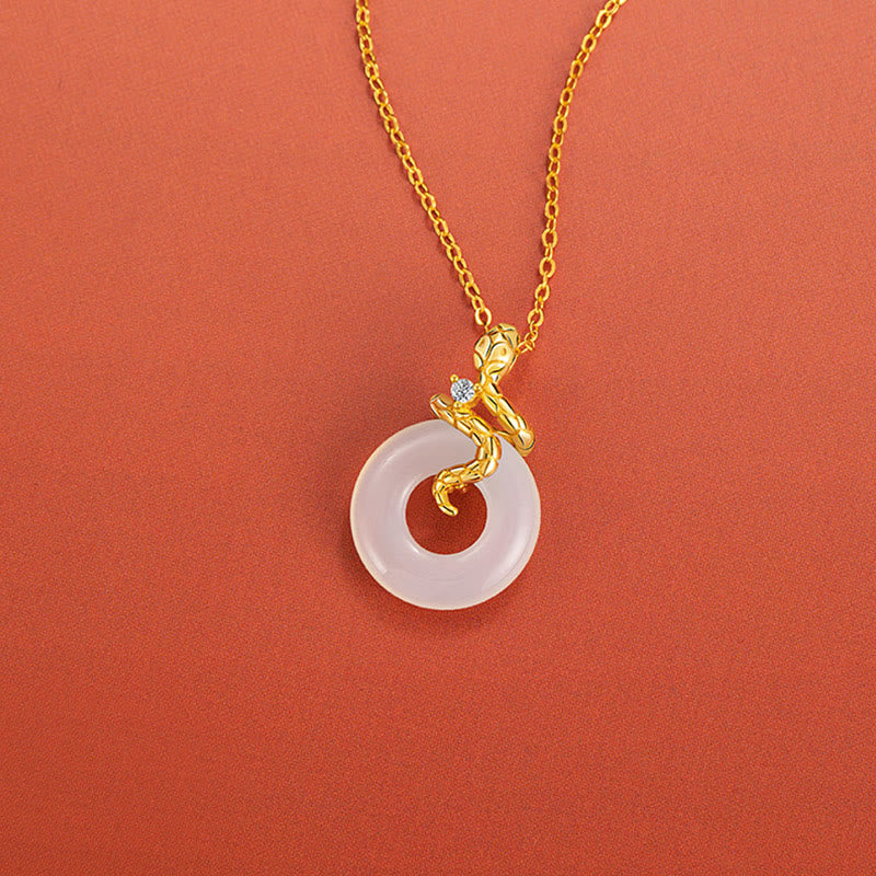 Collier avec pendentif en argent sterling 925 et pierre de Bouddha, calcédoine, année du serpent, boucle de paix, positif