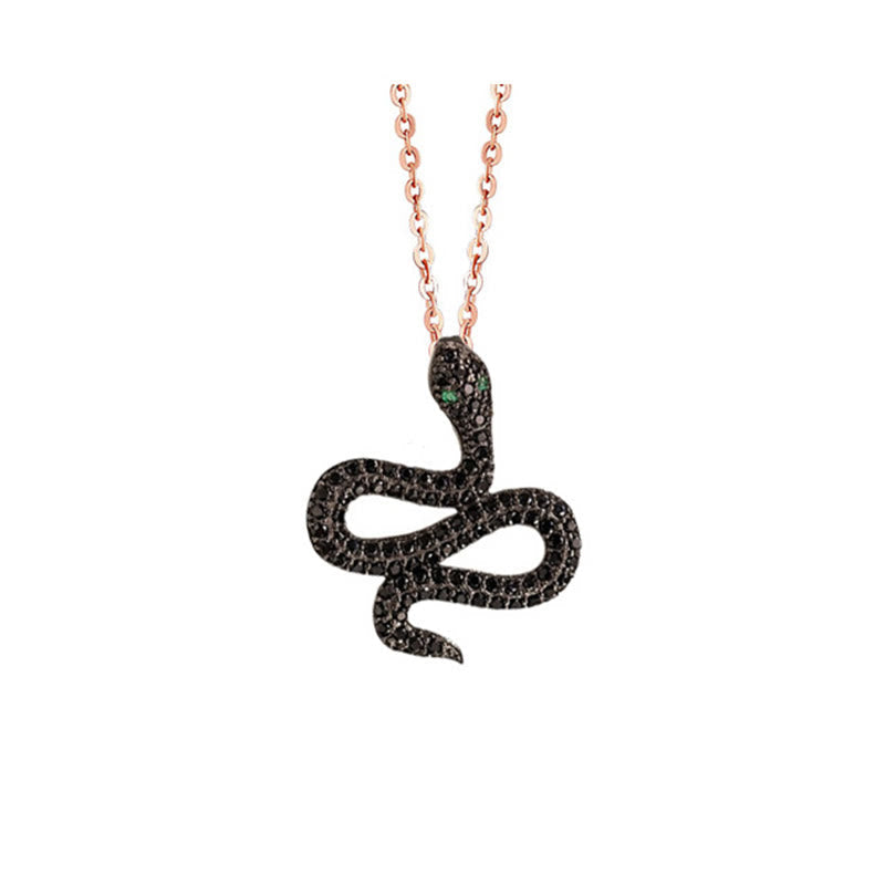 Collier pendentif en argent sterling 925 avec pierres de Bouddha et zircon noir, protection de l'année du serpent