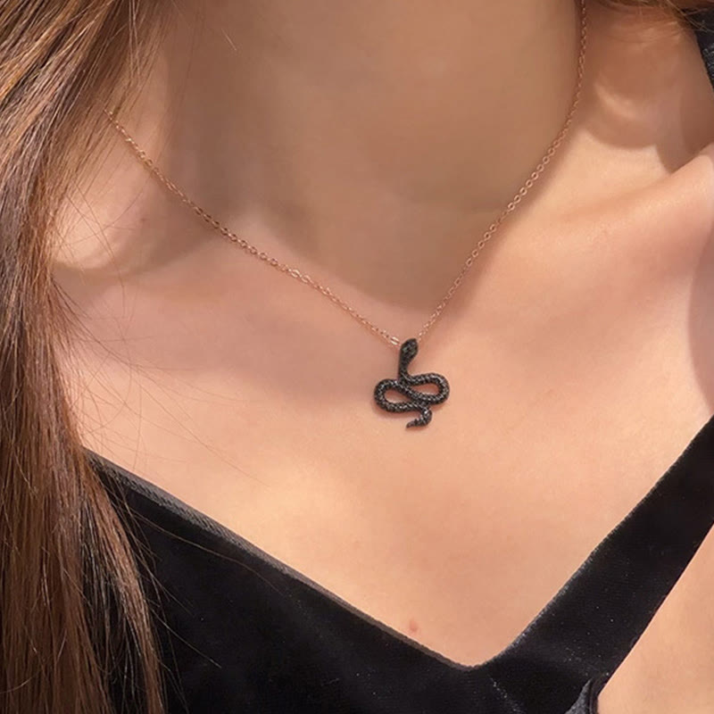 Collier pendentif en argent sterling 925 avec pierres de Bouddha et zircon noir, protection de l'année du serpent