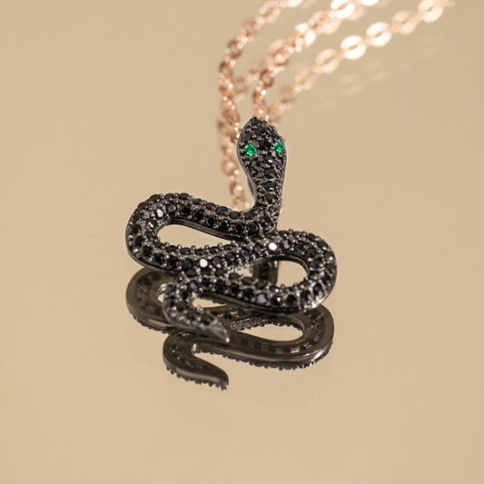 Collier pendentif en argent sterling 925 avec pierres de Bouddha et zircon noir, protection de l'année du serpent