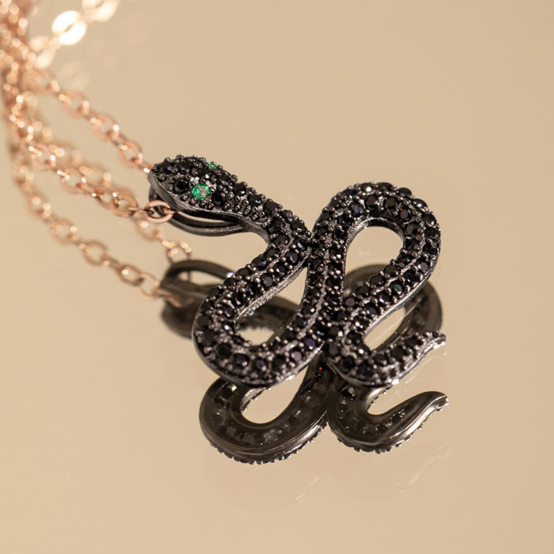 Collier pendentif en argent sterling 925 avec pierres de Bouddha et zircon noir, protection de l'année du serpent