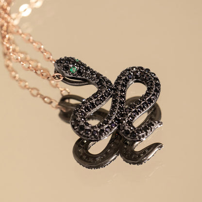 Collier pendentif en argent sterling 925 avec pierres de Bouddha et zircon noir, protection de l'année du serpent