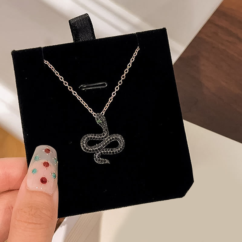 Collier pendentif en argent sterling 925 avec pierres de Bouddha et zircon noir, protection de l'année du serpent