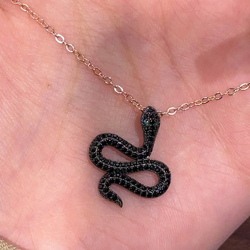 Collier pendentif en argent sterling 925 avec pierres de Bouddha et zircon noir, protection de l'année du serpent
