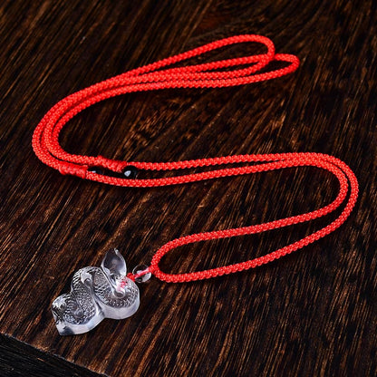 Collier pendentif de guérison Liuli Année du Serpent en cristal blanc Buddha Stones