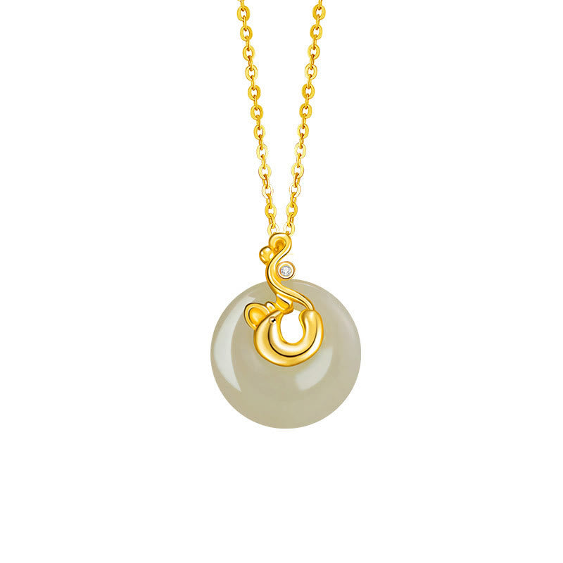 Collier pendentif en argent sterling 925 avec pierres de Bouddha et jade Hetian, symbole du zodiaque chinois