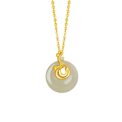 Collier pendentif en argent sterling 925 avec pierres de Bouddha et jade Hetian, symbole du zodiaque chinois