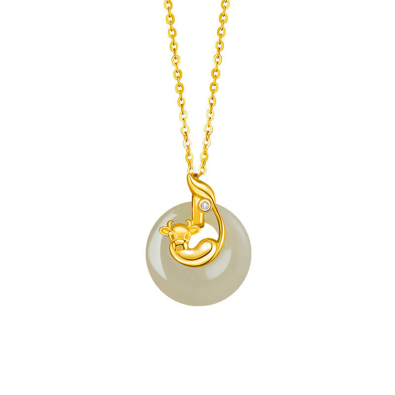 Collier pendentif en argent sterling 925 avec pierres de Bouddha et jade Hetian, symbole du zodiaque chinois