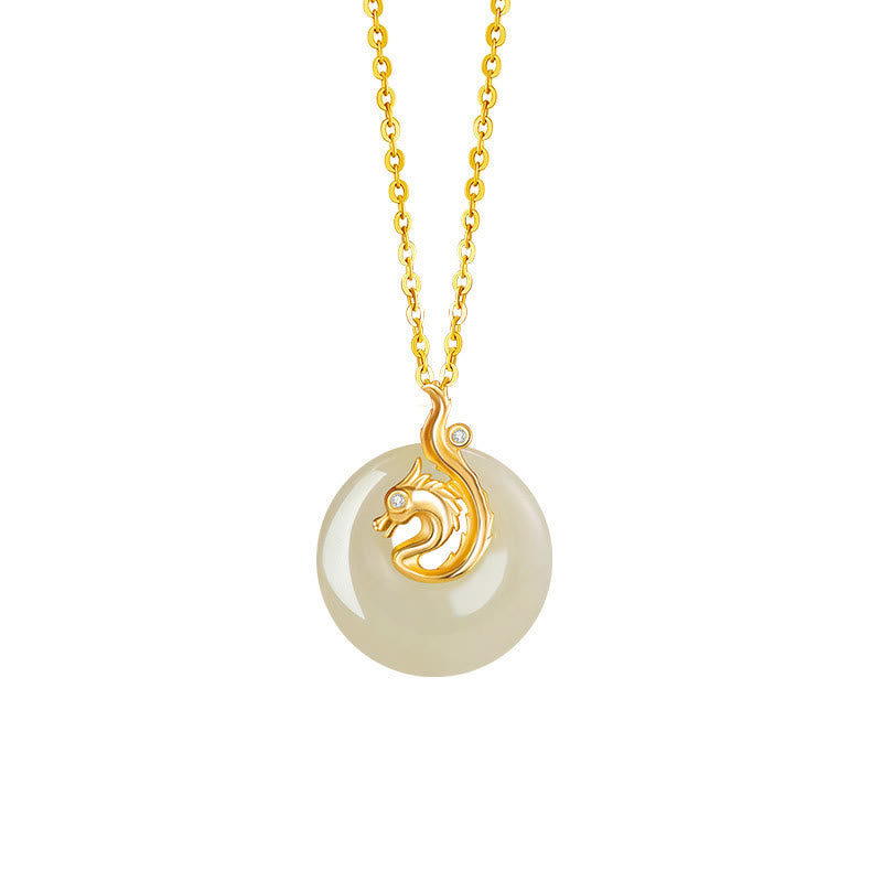 Collier pendentif en argent sterling 925 avec pierres de Bouddha et jade Hetian, symbole du zodiaque chinois