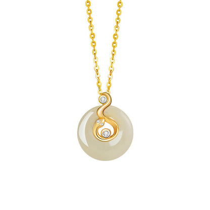Collier pendentif en argent sterling 925 avec pierres de Bouddha et jade Hetian, symbole du zodiaque chinois