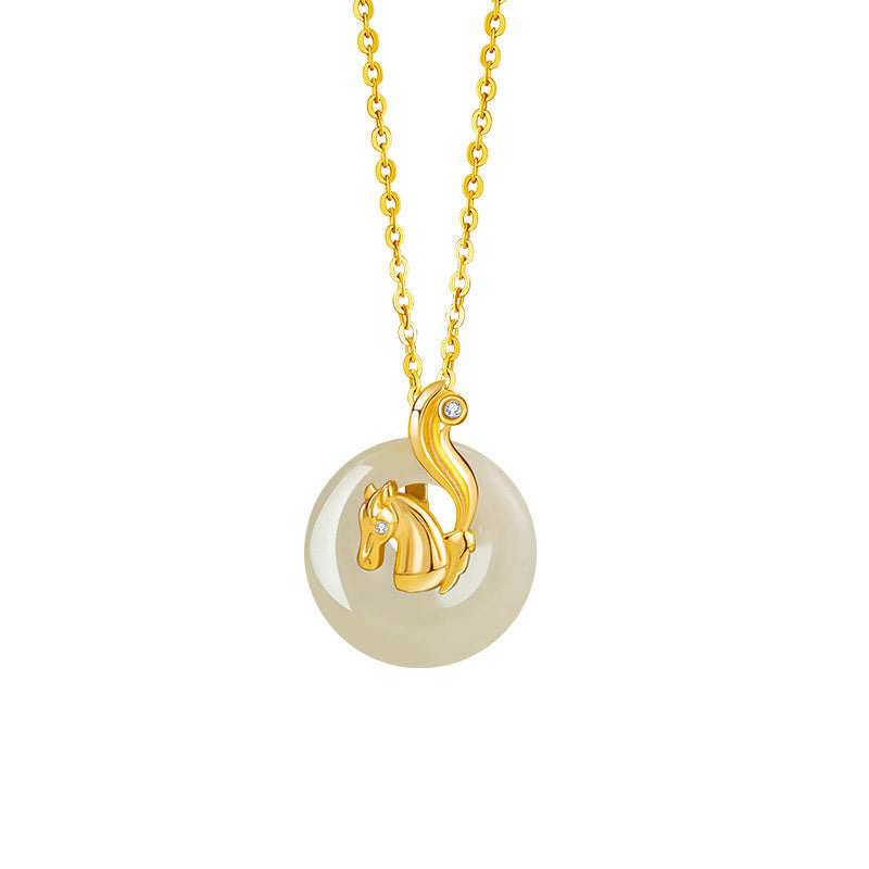 Collier pendentif en argent sterling 925 avec pierres de Bouddha et jade Hetian, symbole du zodiaque chinois