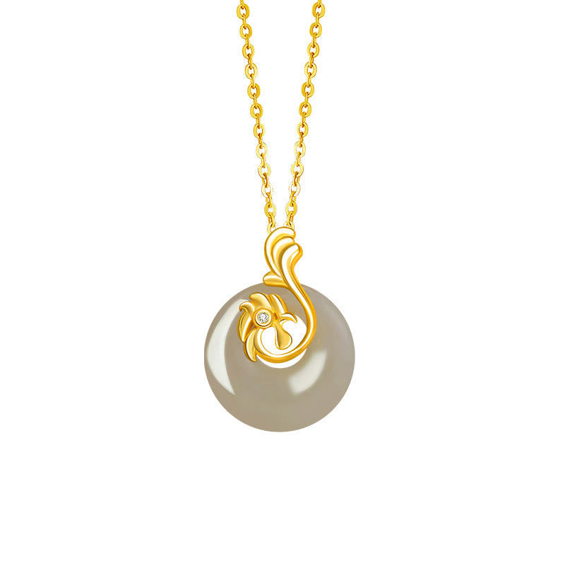 Collier pendentif en argent sterling 925 avec pierres de Bouddha et jade Hetian, symbole du zodiaque chinois