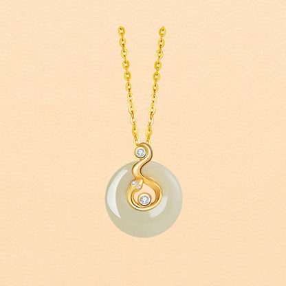 Collier pendentif en argent sterling 925 avec pierres de Bouddha et jade Hetian, symbole du zodiaque chinois