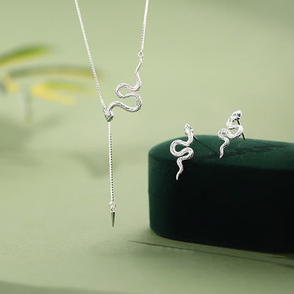 Ensemble collier et boucles d'oreilles en argent sterling 925 avec pierres de Bouddha et symbole de l'année du serpent